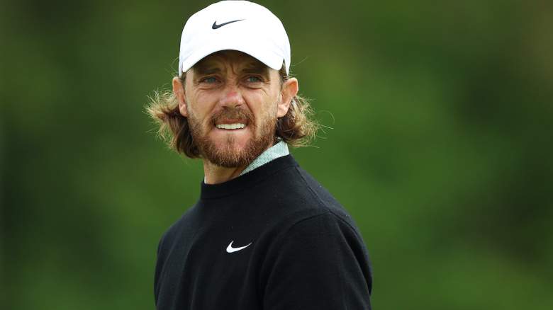 Tommy Fleetwood of England leaves the first hole.