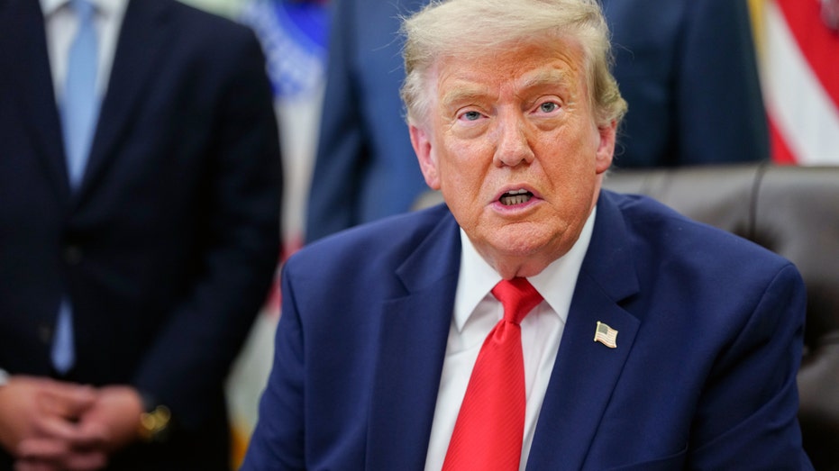President Donald Trump during an announcement in the Oval Office