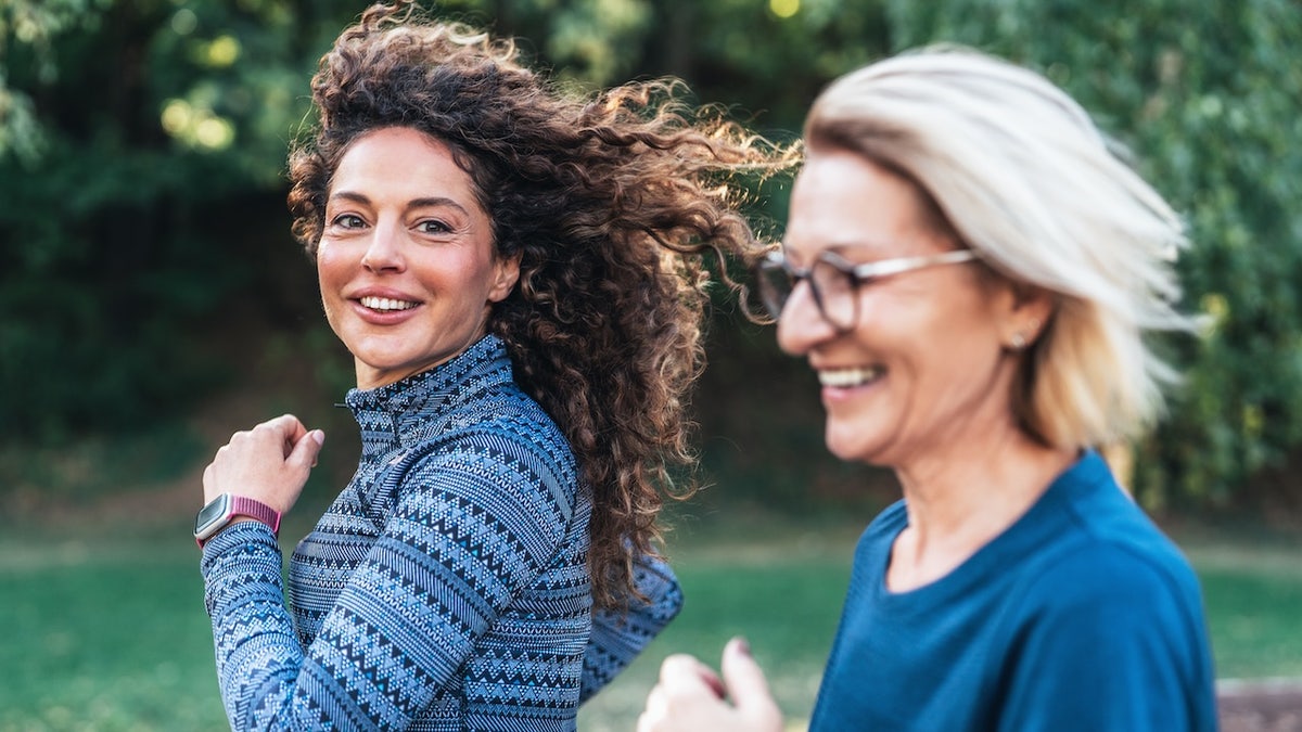 Two women walking