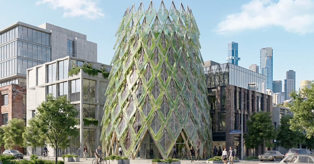 a living skin that grows, shades, and generates energy wraps algae tower by uau