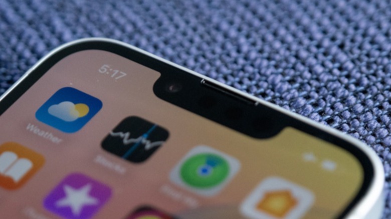Close-up shot of an iPhone 16e display