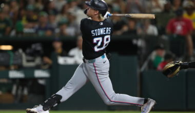 Stowers hits 2 of the Marlins' 5 HRs in a 12-5 win over the A's
