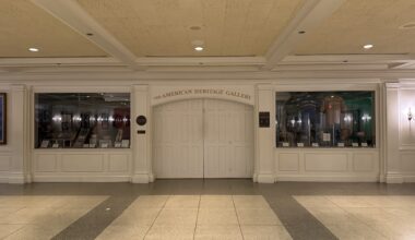 The American Heritage Gallery, an  exhibition celebrating American Indian art at this museum inside the American Adventure Pavilion, is currently closed as the space is without electricity.