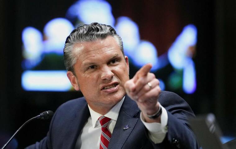 REUTERS/ERIC LEE
Secretary of Defense Pete Hegseth gestures as he testifies during a Senate Appropriations Committee hearing on President Donald Trumps supplemental funding request for the Department of Defense, in Washington, D.C., today.
