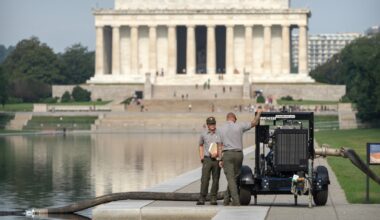 Crews draining the Lincoln Memorial Reflecting Pool again as part of troubled revamp