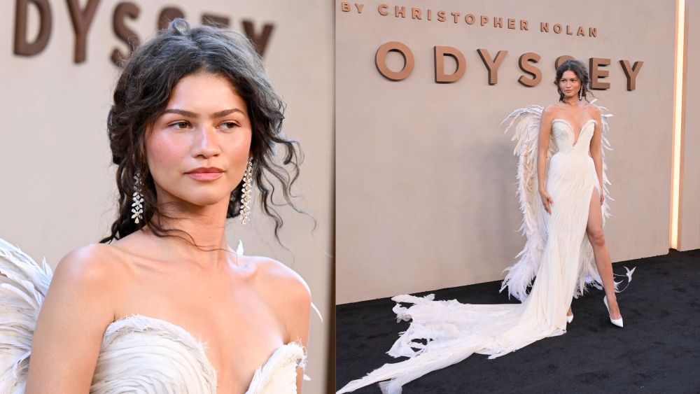 Zendaya, 'The Odyssey,' premiere, New York, all-white, pumps, celebrity style, Law Roach