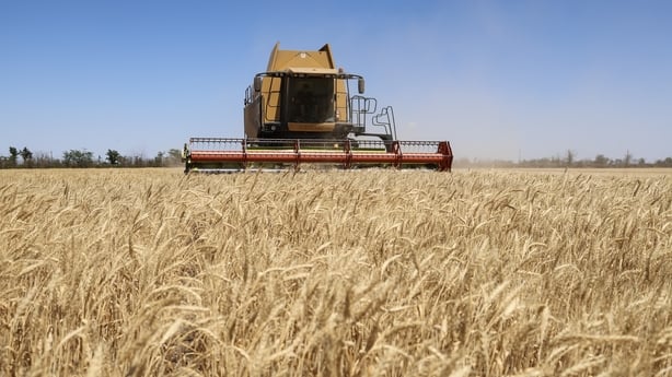 KHERSON OBLAST, UKRAINE - JULY 24: An employee of the farming enterprise, Vitalii, harvests wheat with a combine on one of the fields on July 24, 2025 in Kherson Oblast, Ukraine. The harvest is underway in Ukraine, and harvesting is especially difficult in the territories near the front. Kherson far