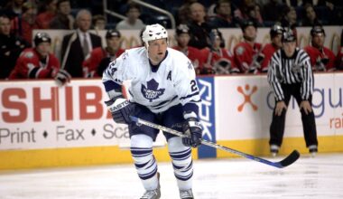 Nov 11, 2005; Buffalo, NY, USA; Toronto Maple Leafs defense Bryan McCabe (24) on the ice against the Buffalo Sabres at HSBC Arena. Credit: Lou Capozzola-USA TODAY NETWORK