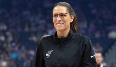 Aug 31, 2025; San Francisco, California, USA; Indiana Fever head coach Stephanie White before the game against the Golden State Valkyries at Chase Center. Mandatory Credit: Darren Yamashita-Imagn Images