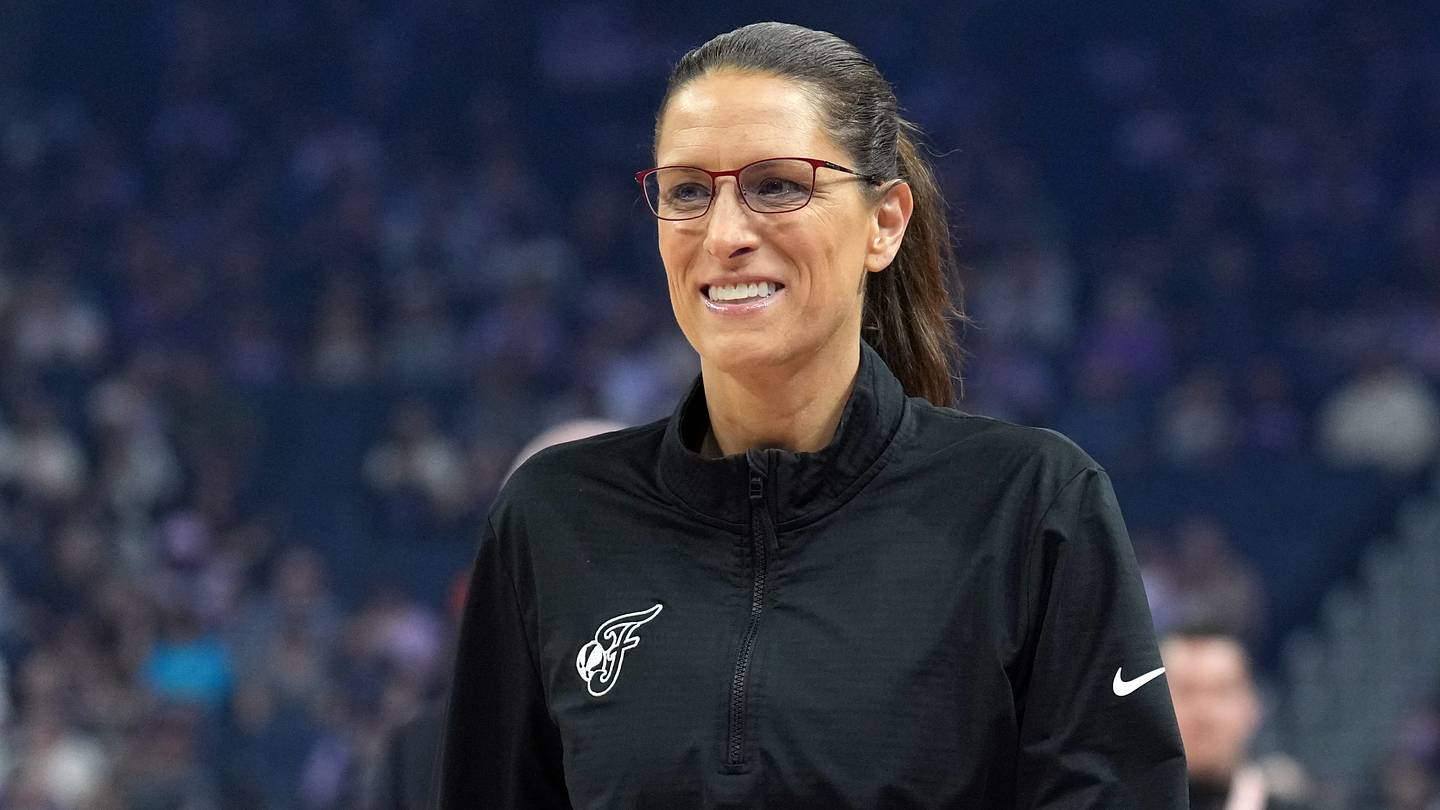 Aug 31, 2025; San Francisco, California, USA; Indiana Fever head coach Stephanie White before the game against the Golden State Valkyries at Chase Center. Mandatory Credit: Darren Yamashita-Imagn Images