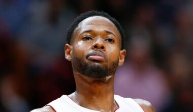 Miami, Florida, USA; Miami Heat forward Haywood Highsmith (24) reacts during the second quarter of the game against the Dallas Mavericks at FTX Arena on Feb 15, 2022.