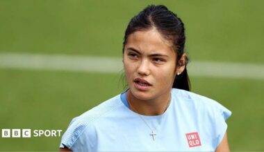 Emma Raducanu looks on during a training session before Wimbledon 2026