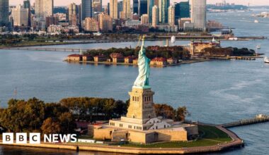 Man arrested after boat capsizes near Statue of Liberty, killing woman and infant - BBC
