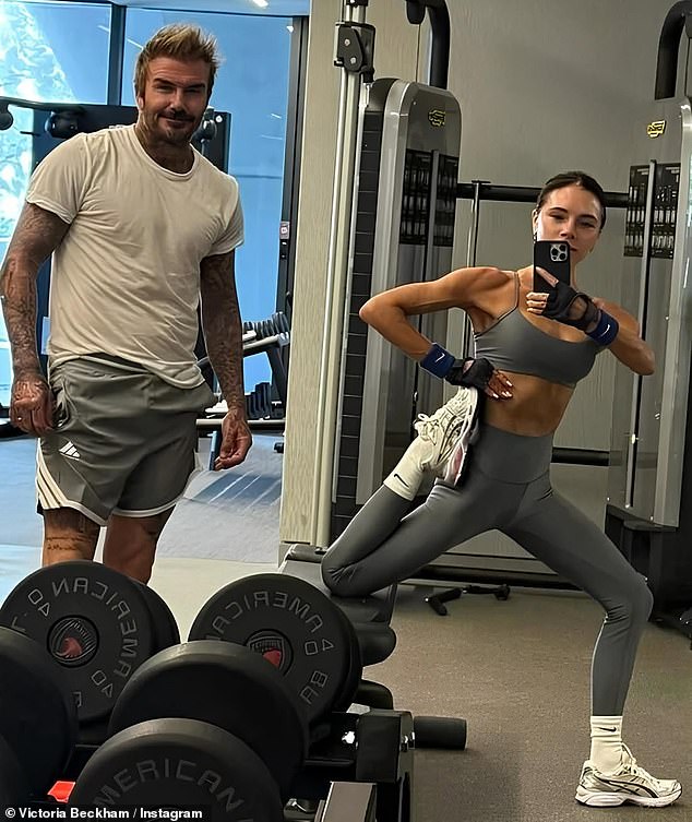 David and Victoria Beckham exercising together at the gym, which experts say can provide opportunities for couples to communicate