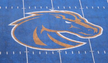 Boise State Reveals Hand-Painted 40th Anniversary Football Helmets in New Photos