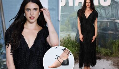 Margaret Qualley wears Chanel's naked shoes on 'The Dog Stars' premiere red carpet