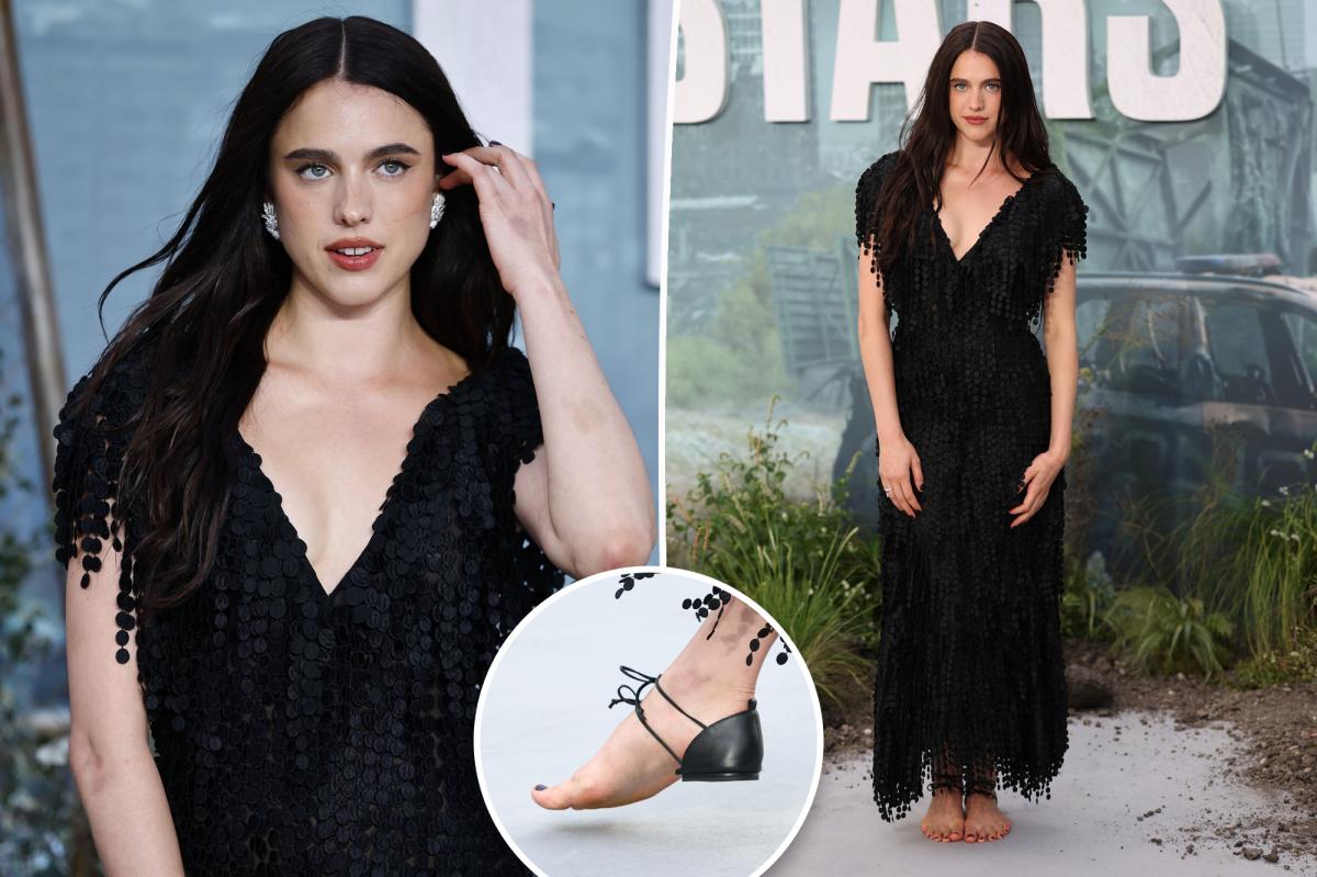 Margaret Qualley wears Chanel's naked shoes on 'The Dog Stars' premiere red carpet