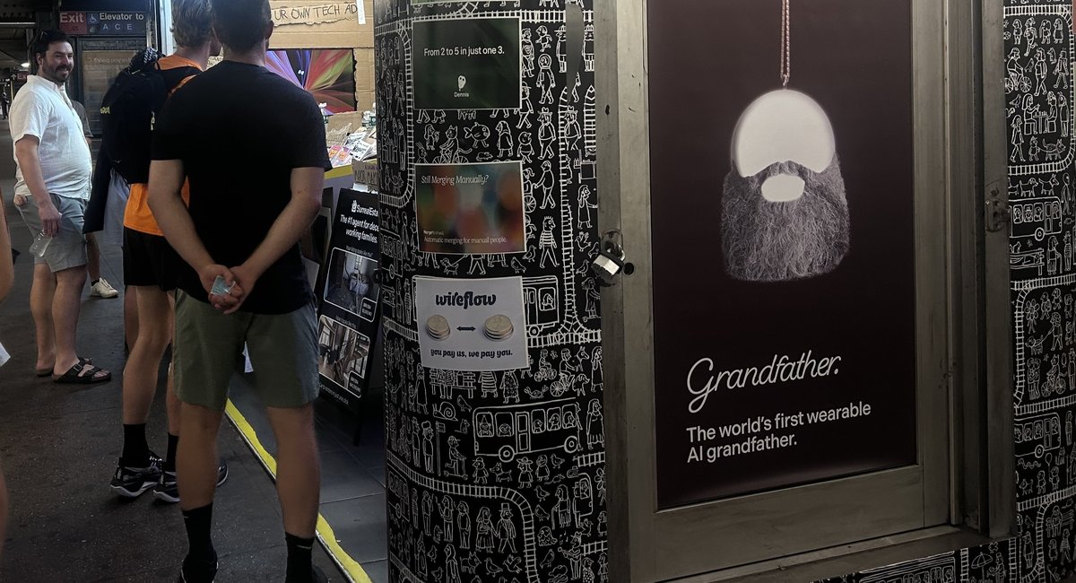 Fake AI ads in the West 4th Street subway station unite commuters in hatred of AI ads