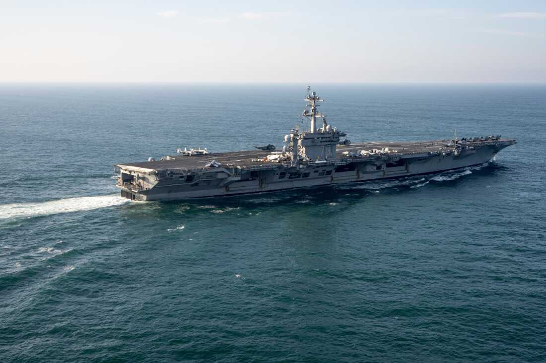 FILE - The USS George Washington aircraft carrier is pictured off the coast of Argentina, May 30, 2024.