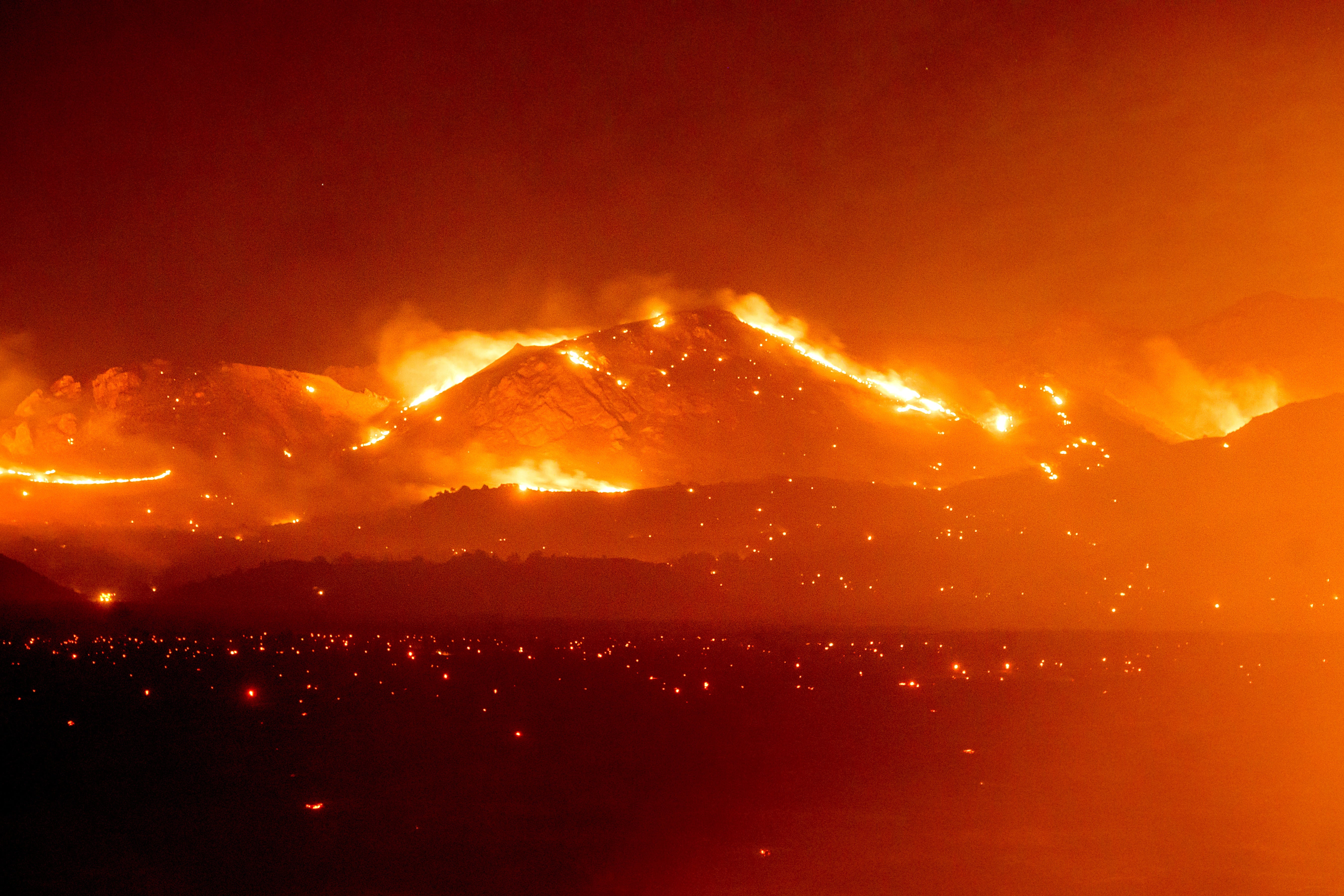 The Bug Fire burns near Doyle in Lassen County, California