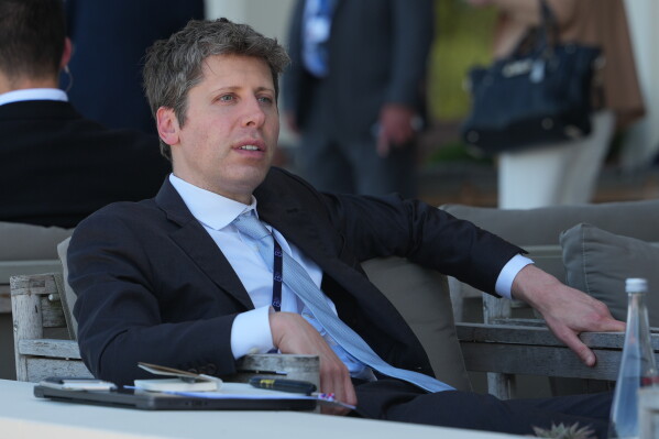 CEO of OpenAI Sam Altman talks to CEO of Google DeepMind Demis Hassabis, not seen, on the sidelines of the G7 summit, Wednesday, June 17, 2026, in Evian-les-Bains, France. (AP Photo/Julia Demaree Nikhinson,File)