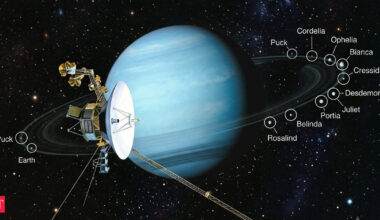 science news: In 1986, Voyager 2 discovered 10 moons around Uranus. 39 years later, Webb found a 29th moon only 10 kilometre wide that the spacecraft had missed