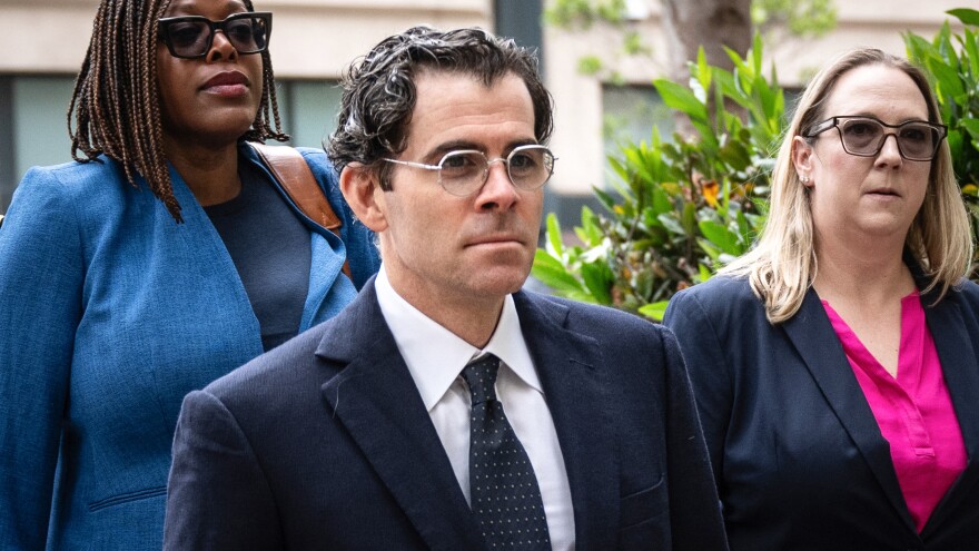 Adam Mosseri (C), head of Instagram, arrives at the Ronald V. Dellums Federal Building & United States Courthouse as Meta is on trial over social media addiction in Oakland, California, on August 25, 2026.