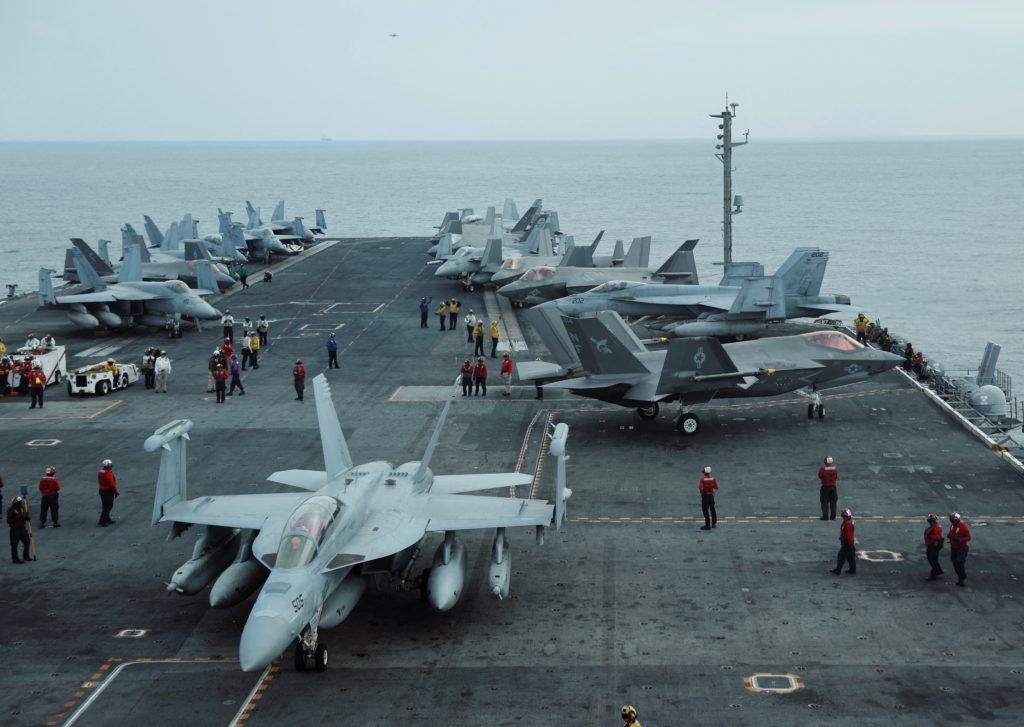 U.S. Navy aircraft carrier U.S.S. George Washington is pictured during Freedom Edge trilateral exercise among United State...