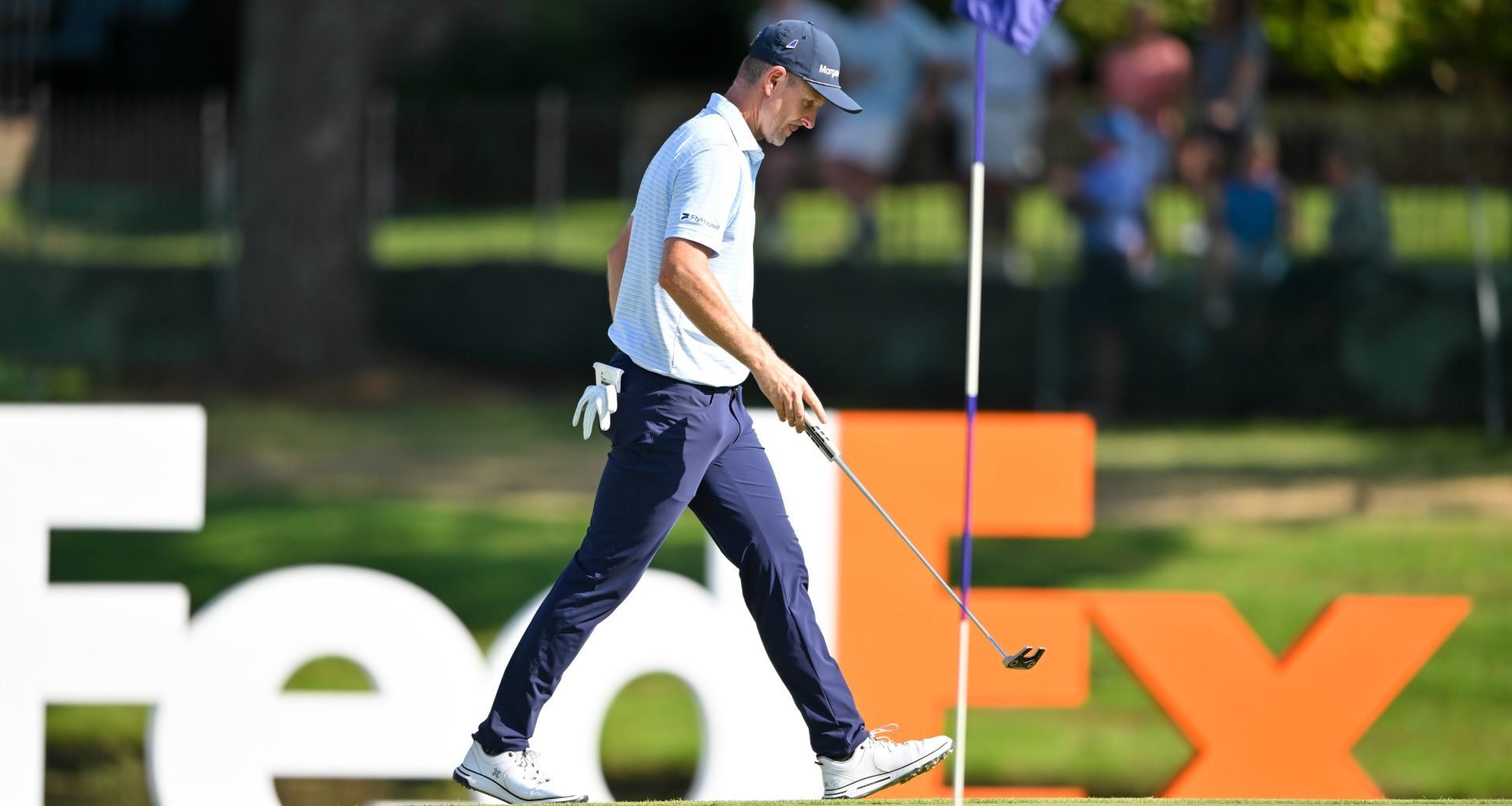 Aug 9, 2025; Memphis, Tennessee, USA; Justin Rose eighteenth green during the third round of the FedEx St. Jude Championship golf tournament.
