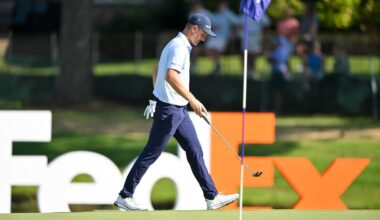 Aug 9, 2025; Memphis, Tennessee, USA; Justin Rose eighteenth green during the third round of the FedEx St. Jude Championship golf tournament.