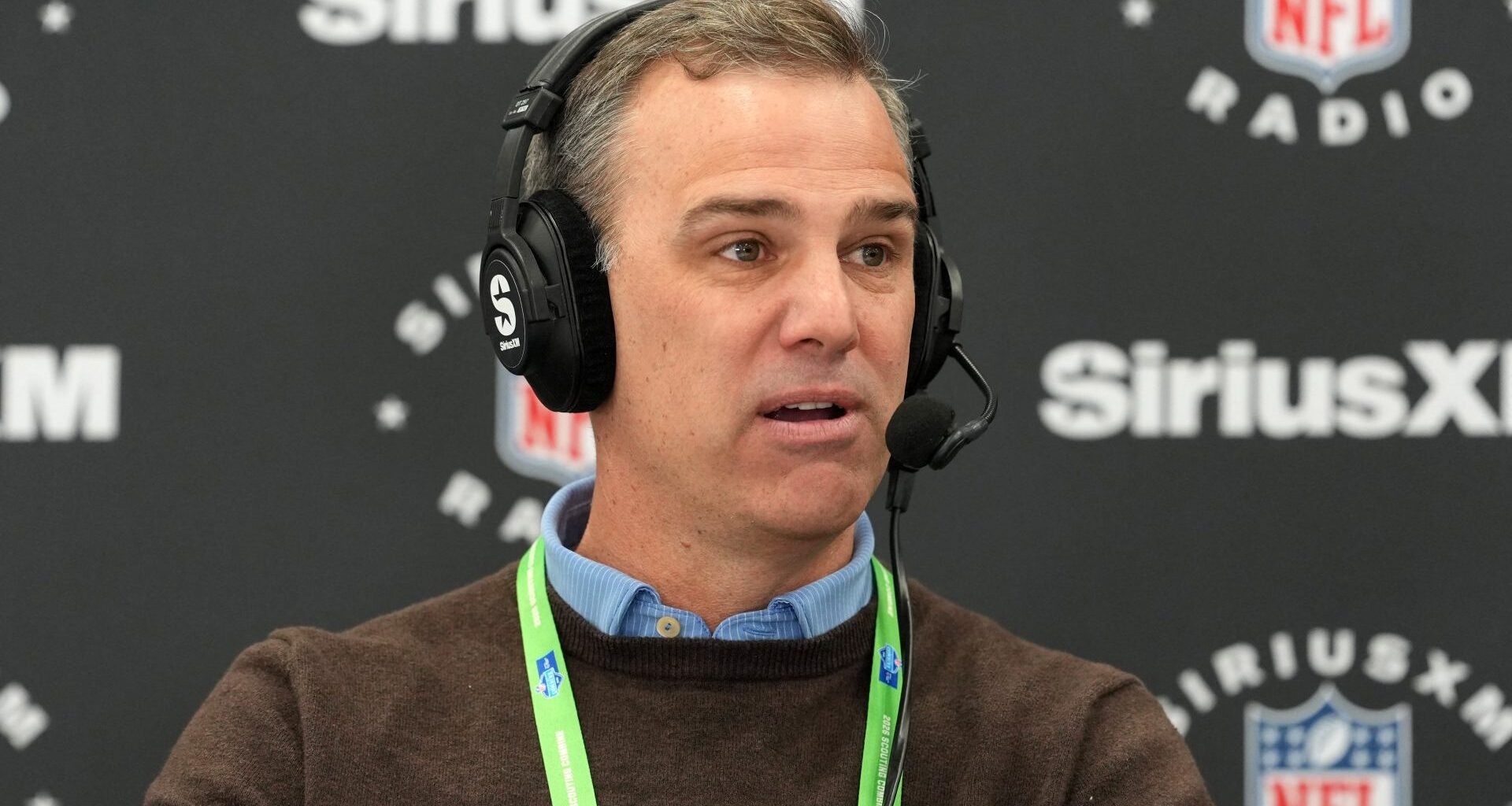Feb 24, 2026; Indianapolis, IN, USA; NFL Network analyst Daniel Jeremiah on the SiriusXM NFL Radio set at the NFL Scouting Combine at the Indiana Convention Center. Mandatory Credit: Kirby Lee-Imagn Images