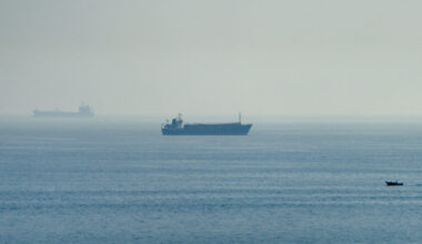 Vessels in the Strait of Hormuz, as seen from Musandam