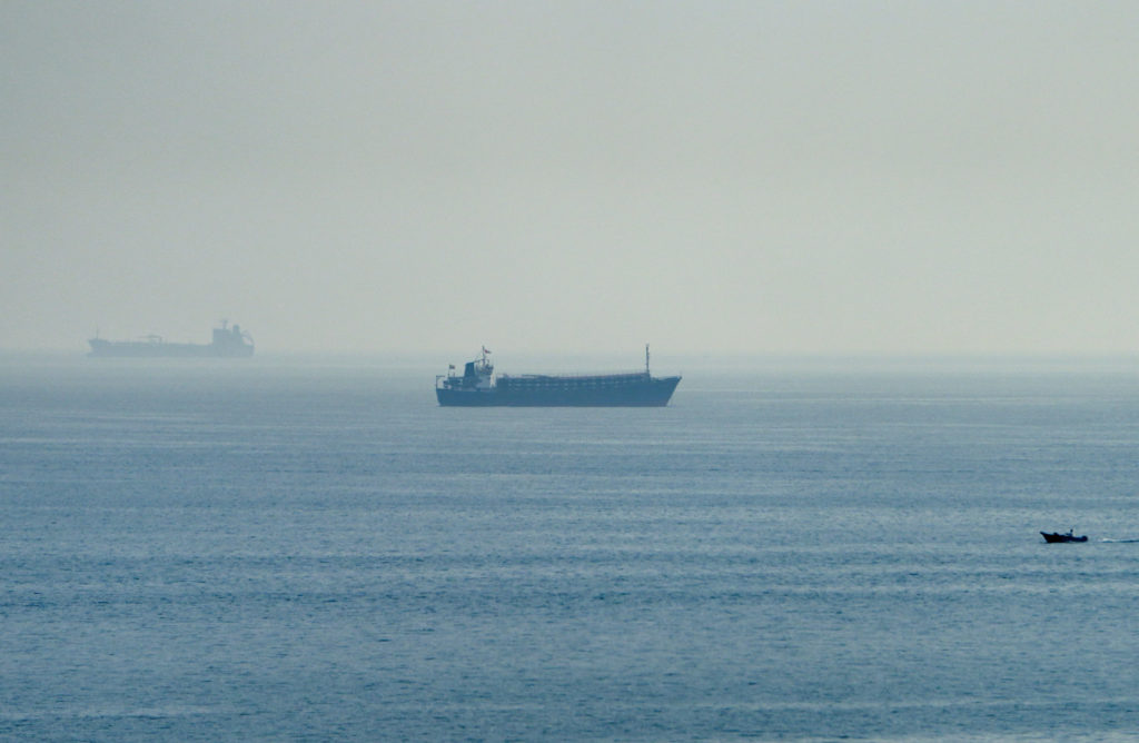 Vessels in the Strait of Hormuz, as seen from Musandam