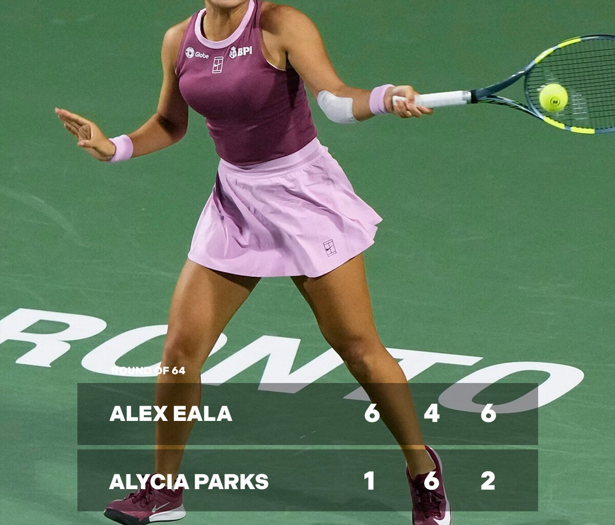 Alex Eala Alexandra Eala 2026 vs Alycia Parks Round of 64 National Bank Open Toronto 2026 6-1, 4-6, 6-2