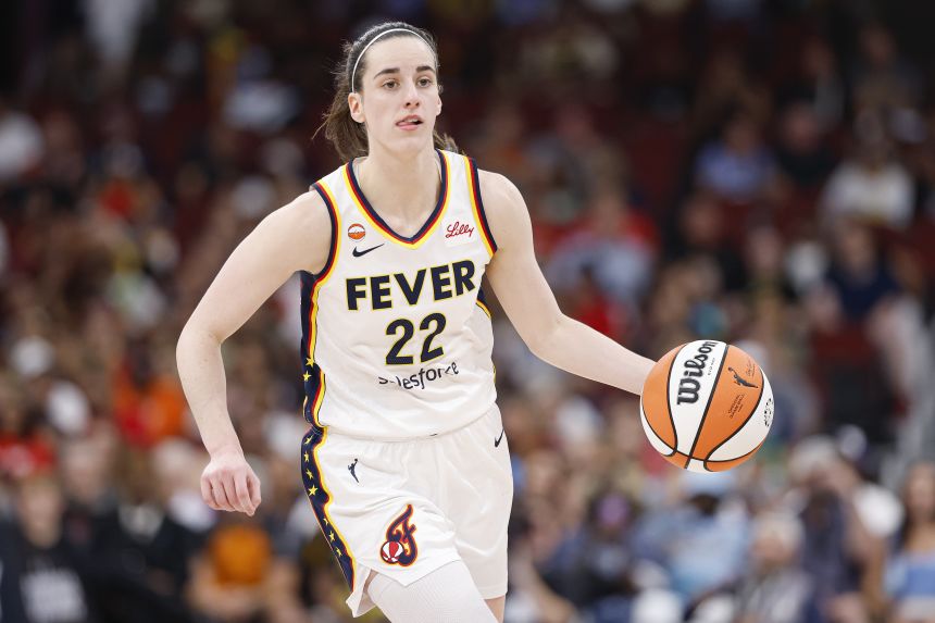 Indiana Fever guard Caitlin Clark brings the ball up court against the Chicago Sky on August 8, 2026.