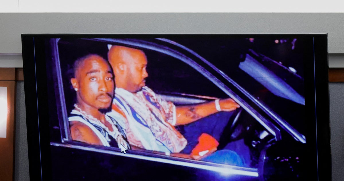 A 1996 photo of rapper Tupac Shakur, left, and Marion