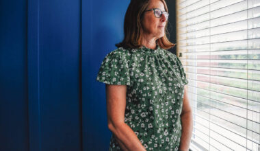 Jennifer Hiller, an English teacher at Arbor View High School, poses for a portrait at her home ...