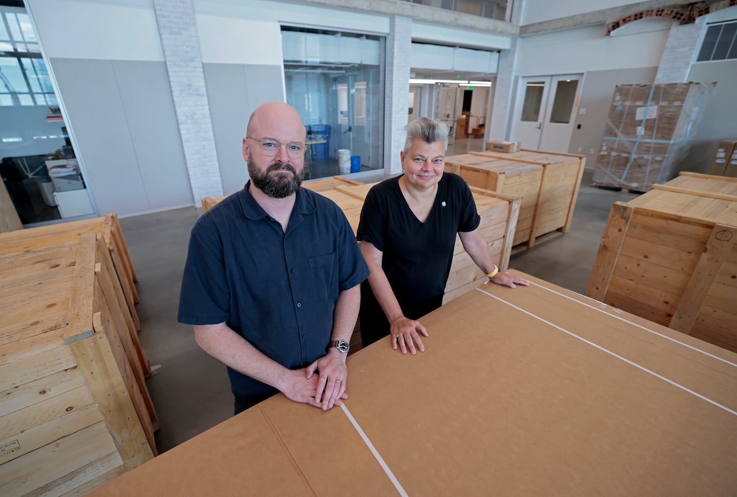 Architect Brian Tabolt, left, and Ana Miljački, head of MIT's department of architecture.  