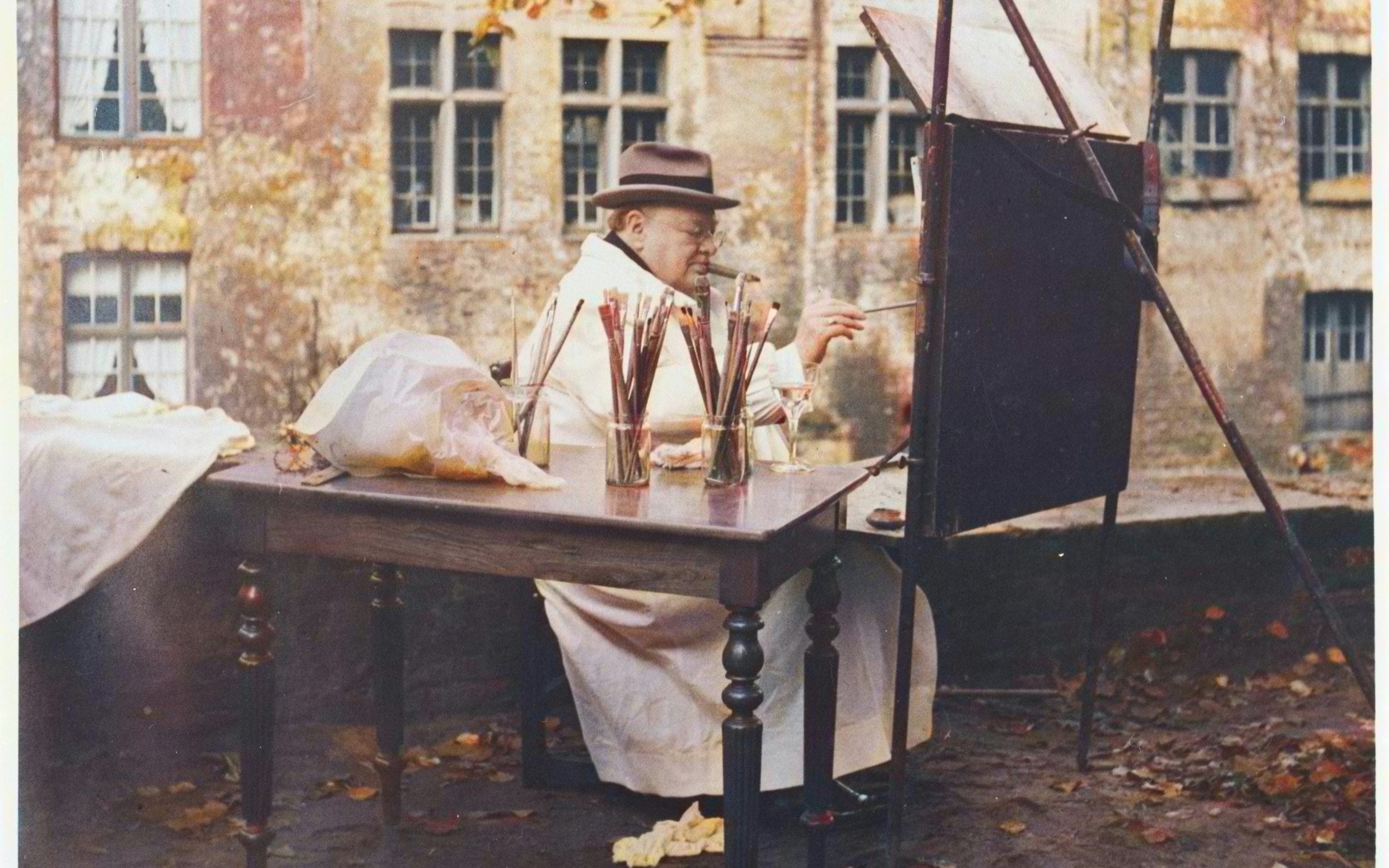 Churchill paints in Belgium. Three of the exhibition's nearly 60 pictures are of Flanders