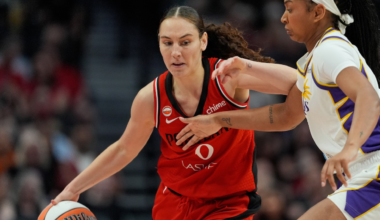 Carla Leite dribbling during Portland Fire vs. Los Angeles Sparks (2026).