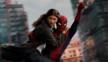 MJ and Peter Parker swinging through New York in Spider-Man: Brand New Day