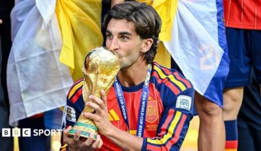 Ferran Torres celebrates after winning the 2026 World Cup with Spain in July