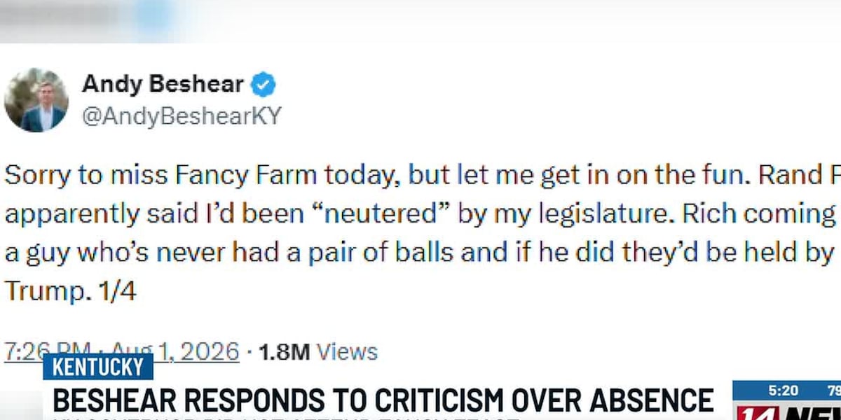 Beshear fires back at Paul, Barr after missing Fancy Farm picnic