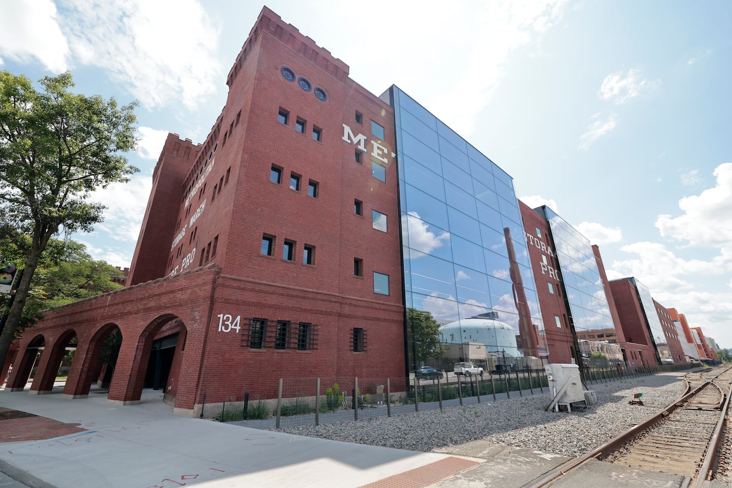 View of the north side of the Metropolitan Storage Warehouse, new home to MIT's School of Architecture and Planning.