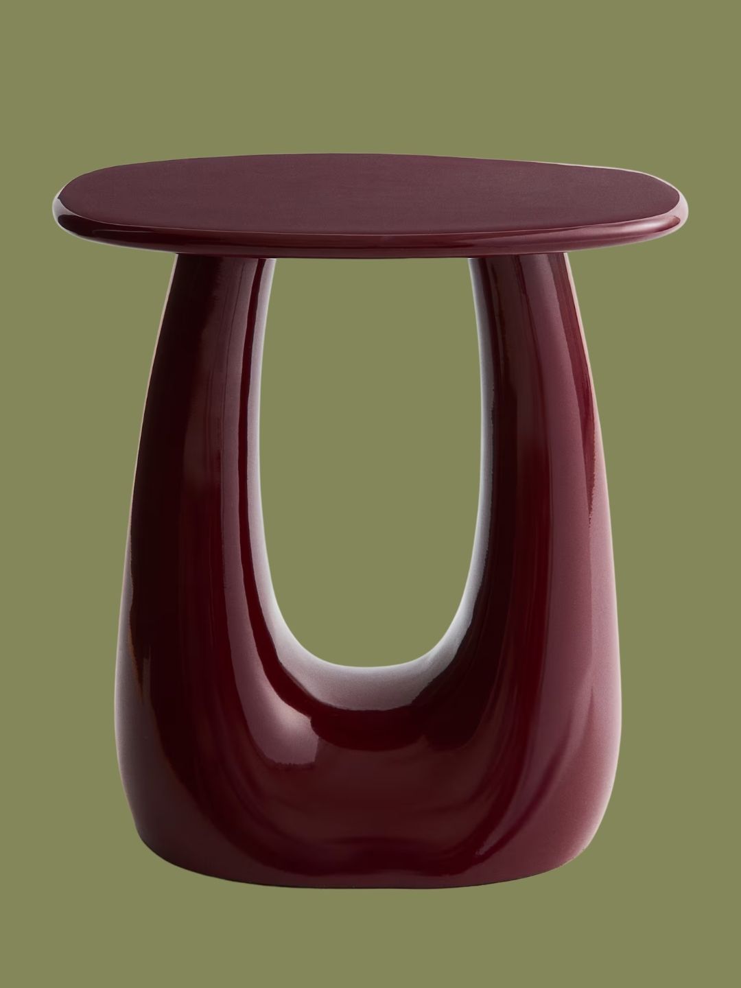 H&amp;M, Metal Side Table in Burgundy