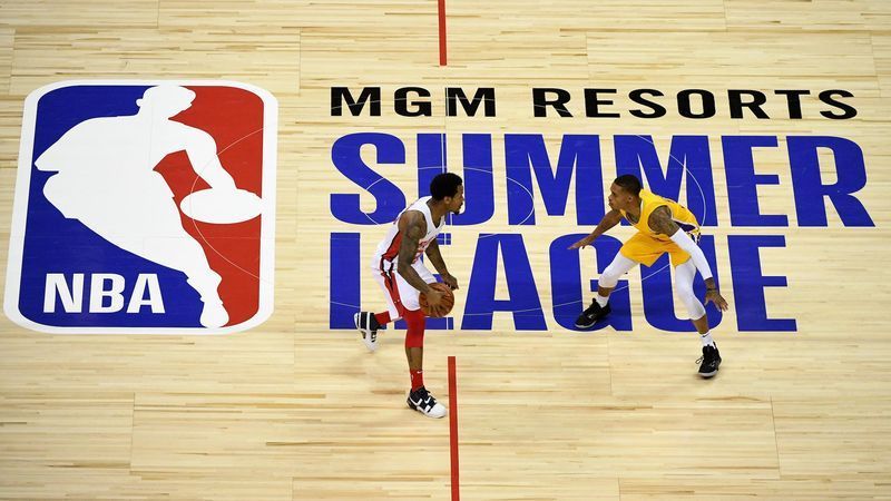 Chicago Bulls guard Walt Lemon Jr. is defended by Los Angeles Lakers guard Joe Young during their NBA Summer League game Friday, July 5, 2019, at the Thomas & Mack Center in Las Vegas. (Sam Morris/Las Vegas News Bureau)