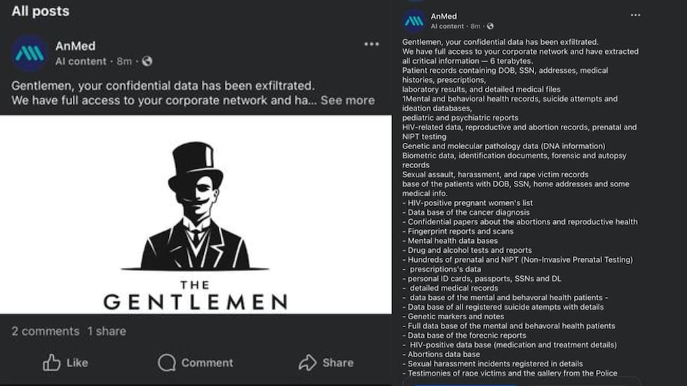 AnMed Facebook page appears to have been hacked amid ongoing cyberattack