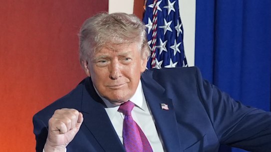 President Donald Trump gestures after speaking at Mount Rushmore National Memorial, on July 3.