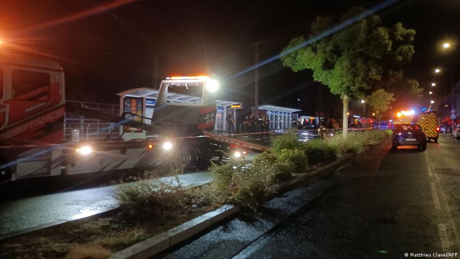 France: Car rams crowd at bus stop in Caen