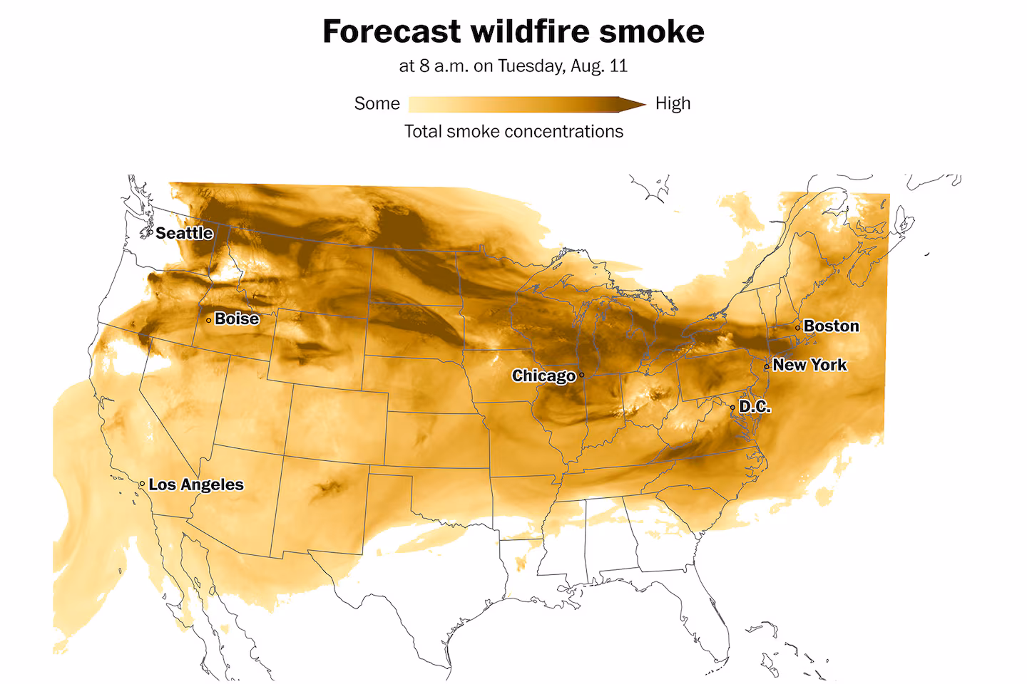 Wildfire smoke is once again pouring across the United States